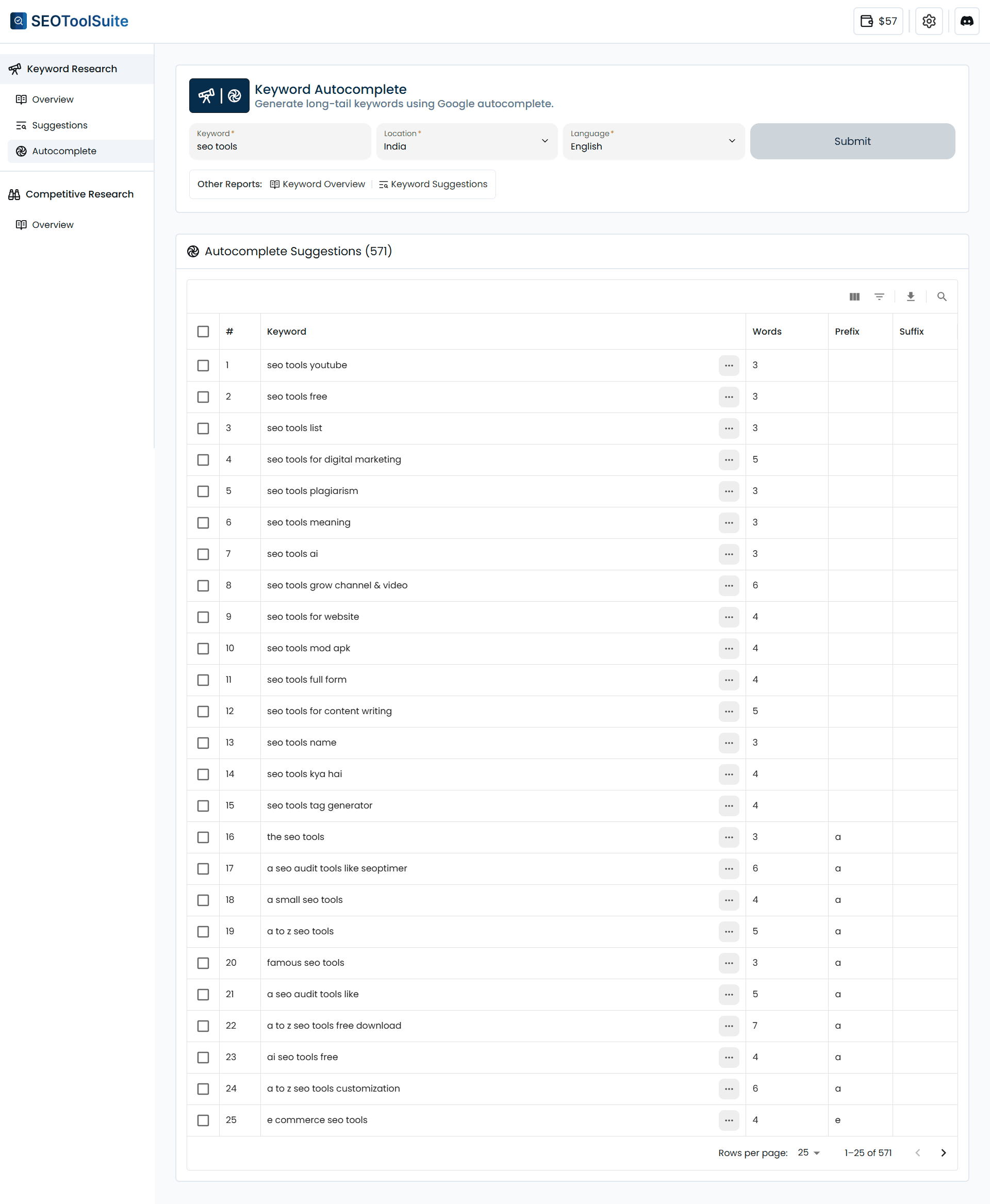 Keyword Autocomplete Tool