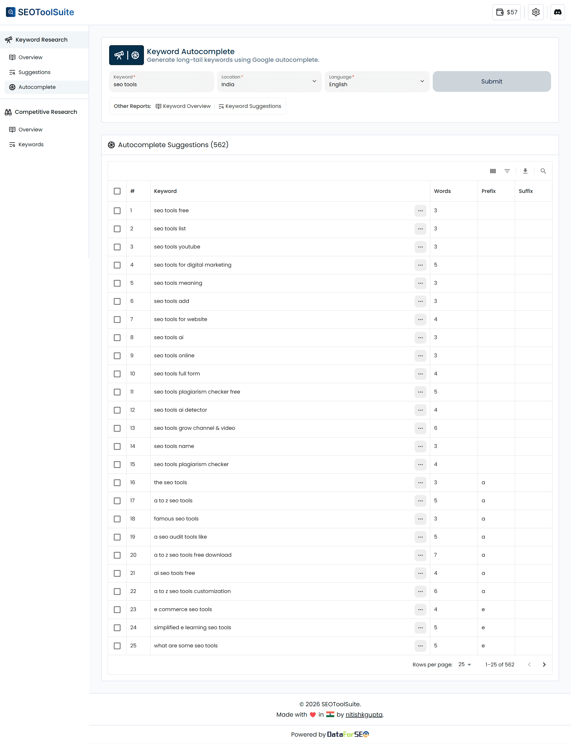 Keyword Autocomplete Tool